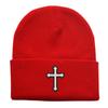 European and American popular fashion embroidery cross knitted hat outdoor sports wool hat cycling warm hat cold hat