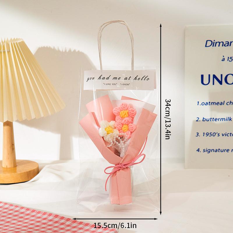 Букет вязаных цветов Выпускной букет 2025 Букет с кавайным мишкой Ручной работы Подарок на выпускной для учителей и студентов