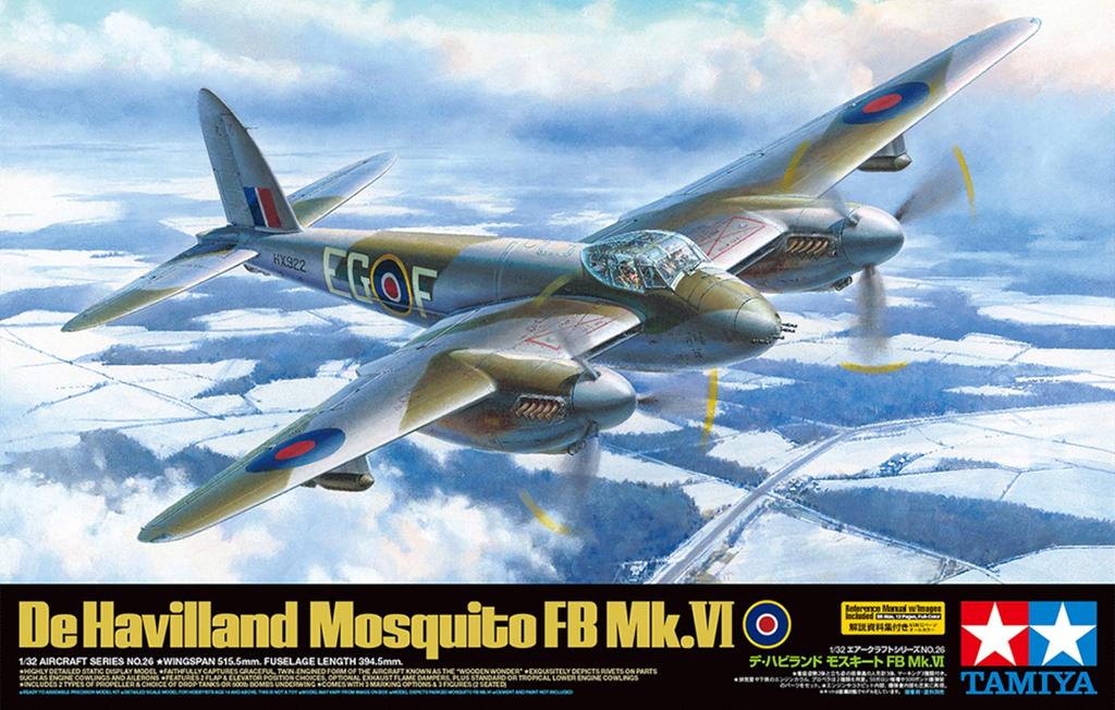 Tamiya Самолет Серии 26 Королевские ВВС de Havilland Mosquito FB VI Пластиковый Сборный Набор 60326 1/32 №. Мк.