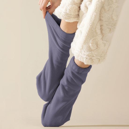 1 пара спальных носков, однотонные двухсторонние флисовые женские носки, высокоэластичные, дышащие, теплые носки-подкладки