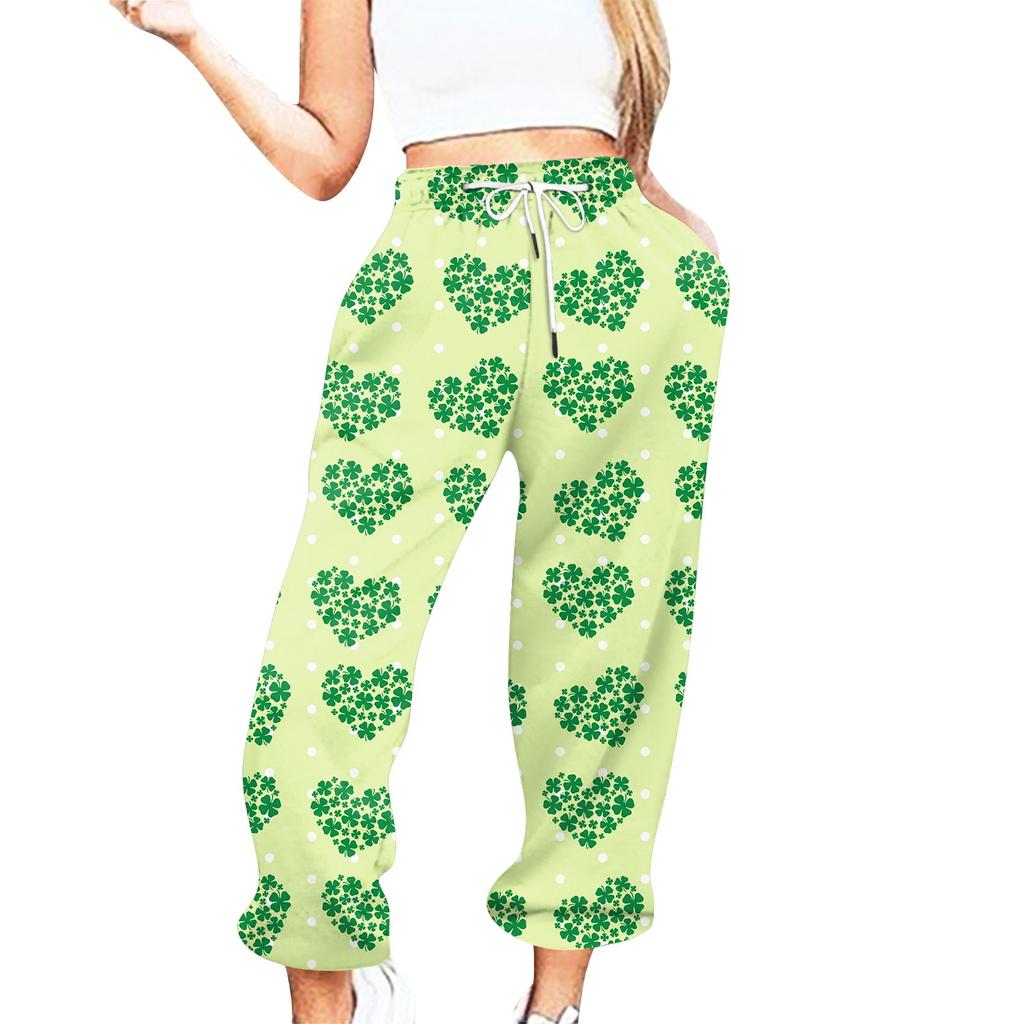 Women's Casual St. Patrick's Day Print Casual Drawstring Elasticated Waist Drawstring Pants