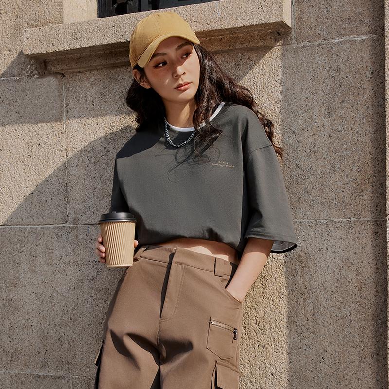 Li-Ning Выходные молодежные спортивные модные серии ретро с круглым вырезом свободные повседневные короткие рукава хлопковые футболки унисекс топы светящиеся-лаймовые AHSU689-4