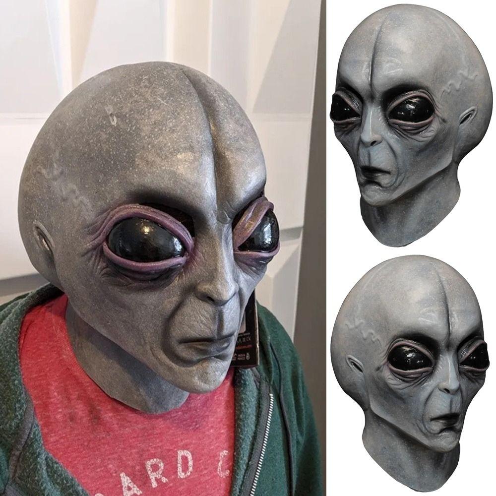Scary UFO Alien Skull Mask Latex Alien Latex Helmet Kids Gift   Masquerade