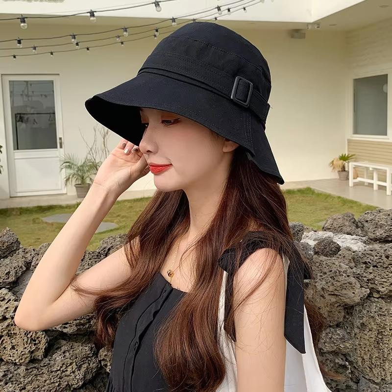Женская нестандартная хлопковая шляпа-ведро с козырьком от солнца, однотонные широкие козырьки, тонкие рыболовные шляпы JK Korean Girl Travel Basin Cap