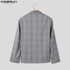 INCERUN Осень-весна мужской пиджак с лацканами и длинным рукавом, клетчатый пиджак на одной пуговице