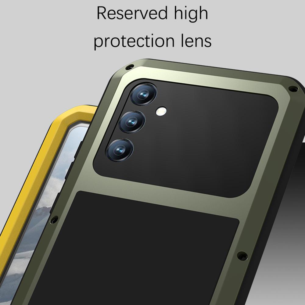 LOVE MEI Для Samsung Galaxy A34 5G Силикон+Металл Противоударный Прочный Чехол для Телефона со Встроенной Защитной Пленкой из Закаленного Стекла