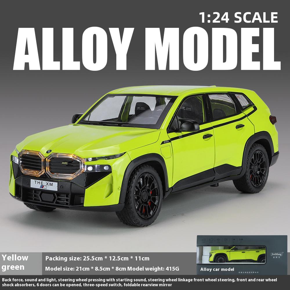 1/24 BMW THE XM Alloy Car Model Toy Metal Die Cast Off-Road Vehicle Sound Light Pullback Function SUV Car Boy Gift