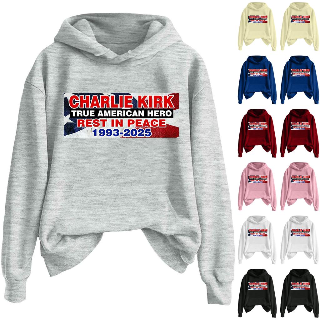 Ladies Fashion Casual Long Sleeve Printed Round Neck Hoodie Pullover Top