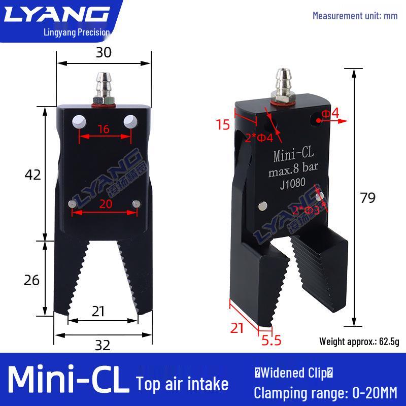 Pneumatic Mini Grippers: A/B/C/E Robot Arm Clamps for Injection Molding (J1060/J1080).