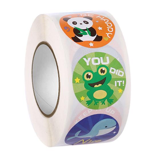 1 Roll Stickers Waterproof Without Residue Exquisite Great Stickiness DIY Eye-catching Cute Cartoon Animals Stickers for Students