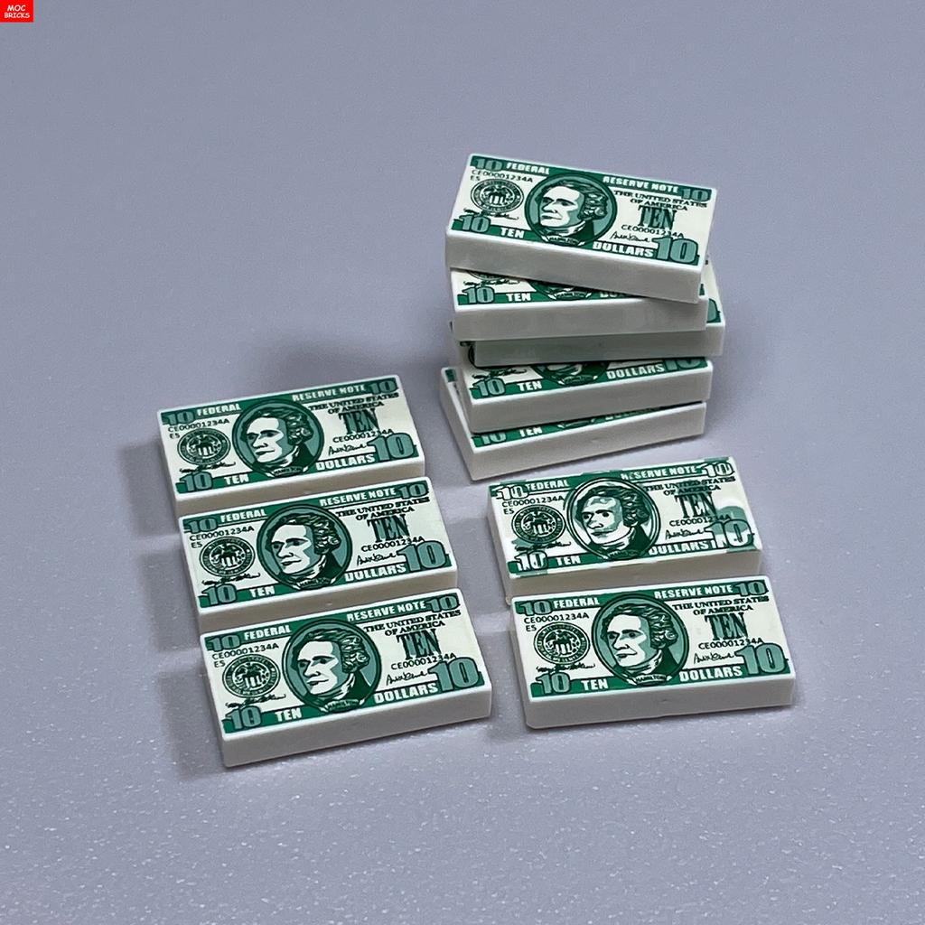 Нетоксичные кубики Moc Город Ужасов Золотой Серебряный Пистолет для Денег Монеты Мешок с Долларами Портфель Фигурка 4 см Аксессуары Полиции Строительный Блок Детские Игрушки