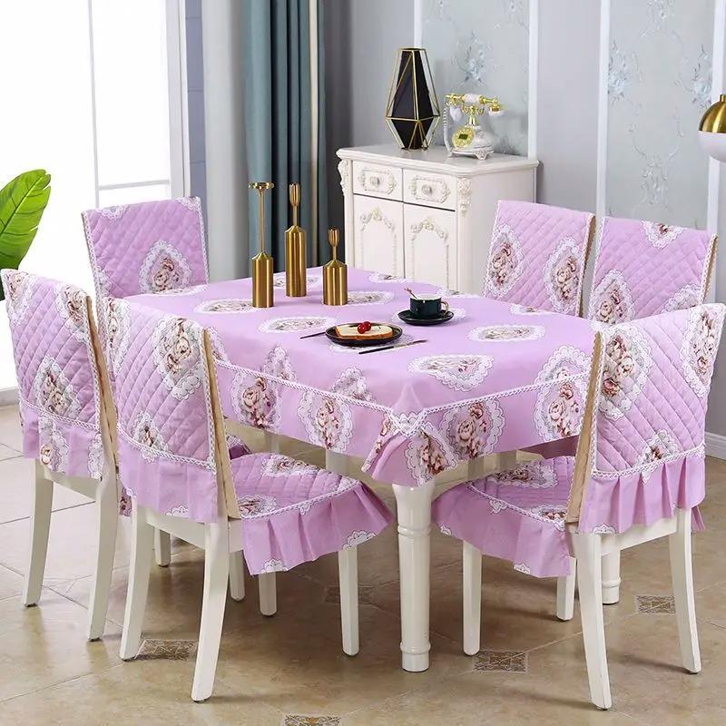 Кружевная скатерть, набор подушек для обеденного стула, чехол в европейском стиле, легкий роскошный чехол для стола, домашний чехол на стул из спандекса, свадебный декор