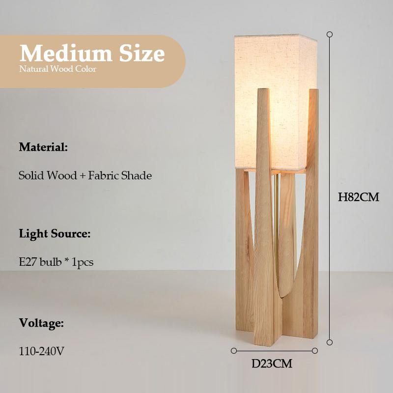 Solid Wood Floor Lamp Japanese Style for Living Room Hotel Teahouse Homestay Bedroom Sofa Corner Standing Light Bedside Table La
