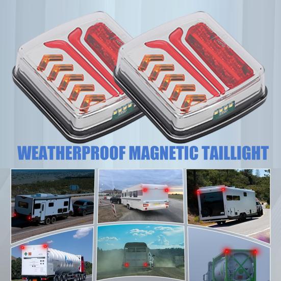 Wireless Magnetic Trailer Light IP67 Waterproof Tail Lamp Rechargeable LED Stop/Turn/Tail Lights Kit for Truck Trailers RVs Boats