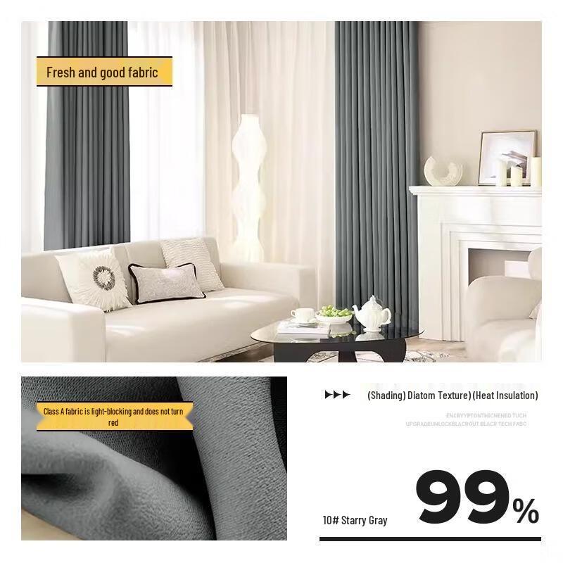 Guraide Starry Grey Full Blackout Bedroom Curtain