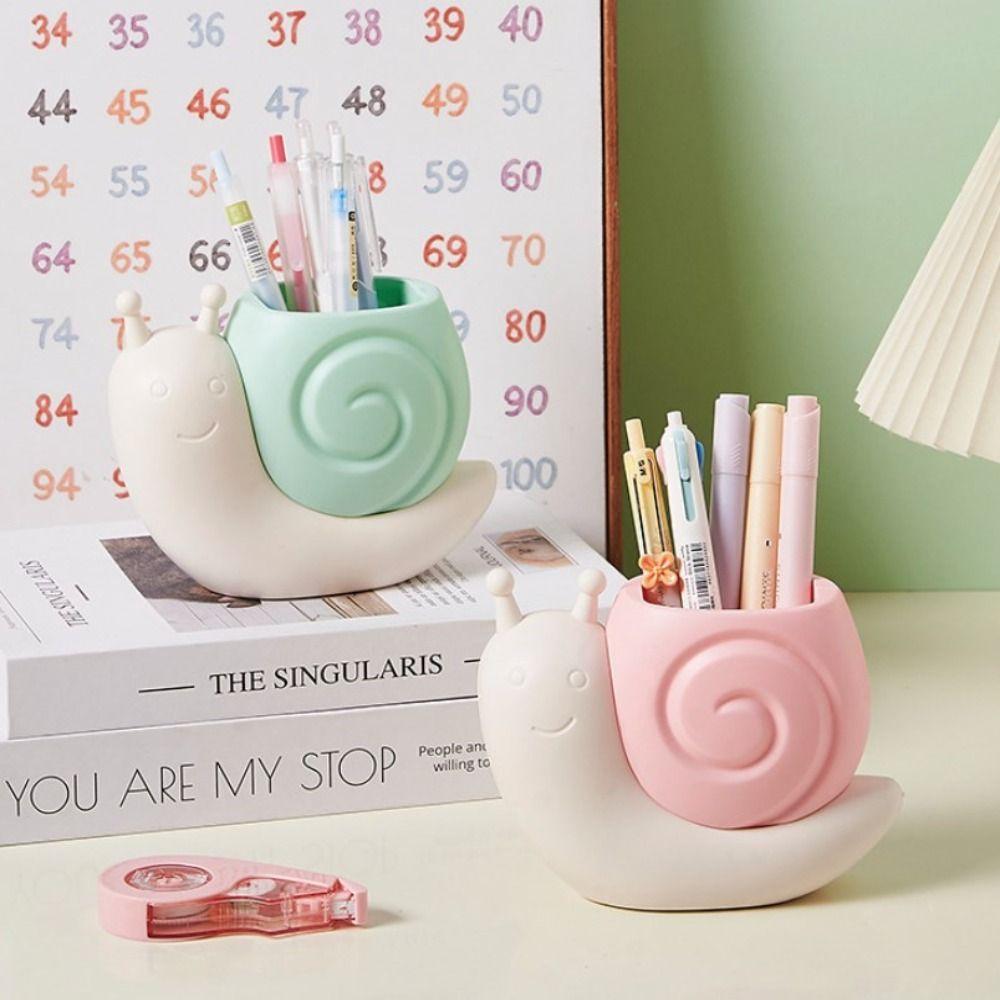 Plastic Pencil Storage Box Interesting Stationery Organizer Snail Pen Holder Desktop Decor