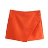 Women Fashion Asymmetrical Shorts High Waist Back Pockets Side Zipper Vintage Female Solid Color Short