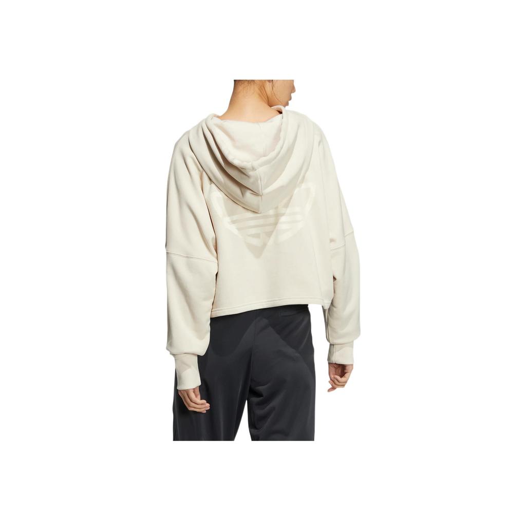 Adidas Женская толстовка с капюшоном Originals Trefoil Logo Drawstring, цвет слоновой кости и белого HS1924