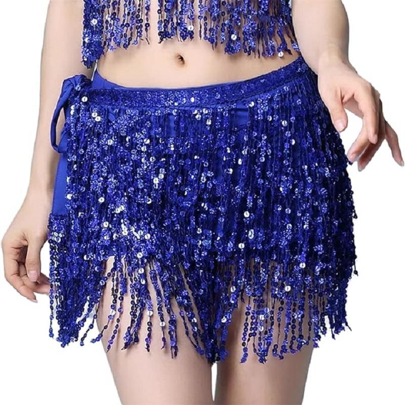 Юбка для костюма для танца живота с пайетками и кисточками на Хэллоуин