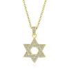 Традиционная подвеска Звезда Давида Ханука с кубическим цирконием, с покрытием из 14-каратного золота, из стерлингового серебра, для женщин-подростков, акцент для ожерелья Бат-мицвы, и серебро, и