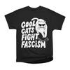 Мужские повседневные рубашки с коротким рукавом COOL CATS FIGHT FASCISM Черные футболки Оверсайз футболки