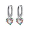 Серьги-кольца из серебра 925 пробы с изысканным кулоном-сердцем, модные геометрические серьги-гвоздики с цирконами, женские тонкие ювелирные изделия
