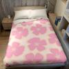 Розовый Цветочный Штамп Фланелевое Одеяло Теплое Мягкое Хэллоуин Рождество Диван Теплое Уютное Декоративное Декор Подарок для Всех Сезонов