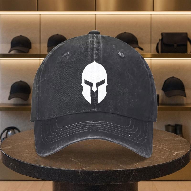 Spartan Warrior Printed Washed Baseball Cap for Unisex and Women