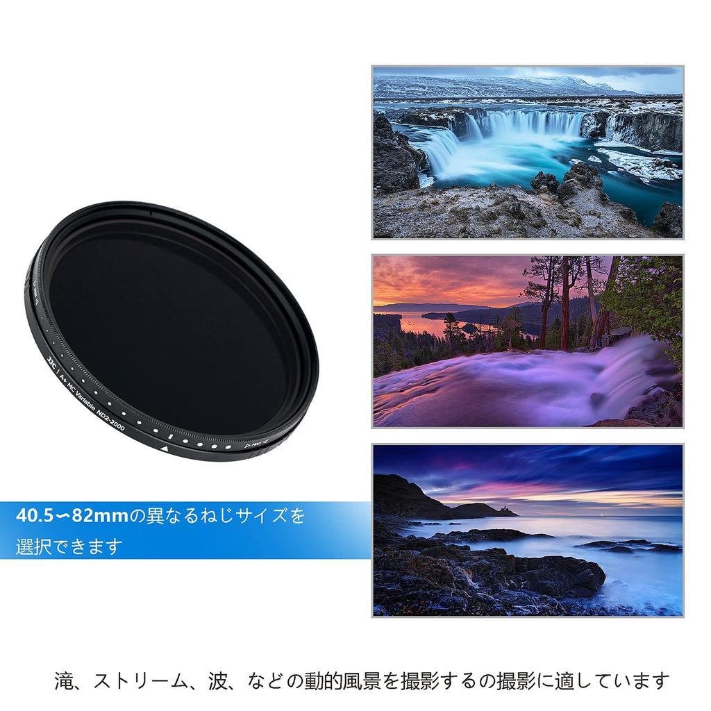JJC Variable ND Neutral Density Adjustable Compatible with Including Canon EF 50mm EF 85mm Fujifilm XF XC and Thin Frame Filter Protective Case Fiber