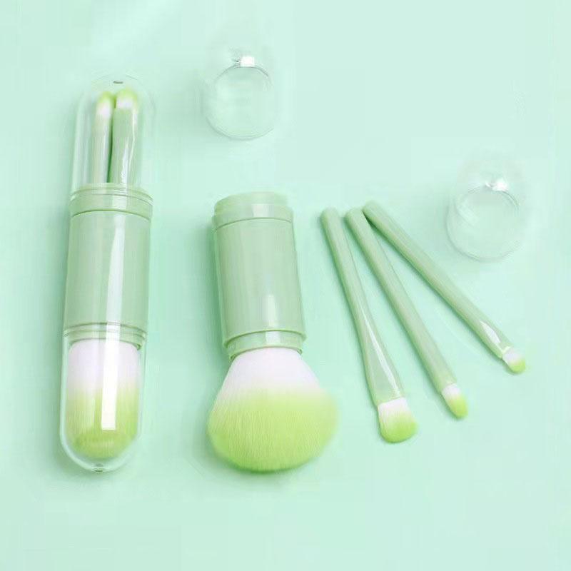 4 шт./компл., 4 в 1, телескопическая кисть для макияжа, портативный дорожный набор кистей для макияжа, тени для век, рассыпчатая пудра, мини-кисть для макияжа, инструменты для красоты