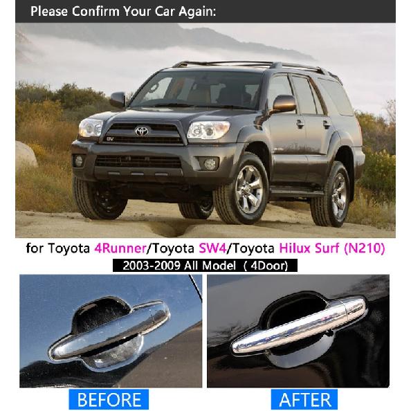 Для Toyota 4Runner N210 2003 - 2009 Хромированная накладка на ручки Комплект накладок SW4 Hilux Surf 2004 2005 2007 Аксессуары Наклейка Стайлинг автомобиля