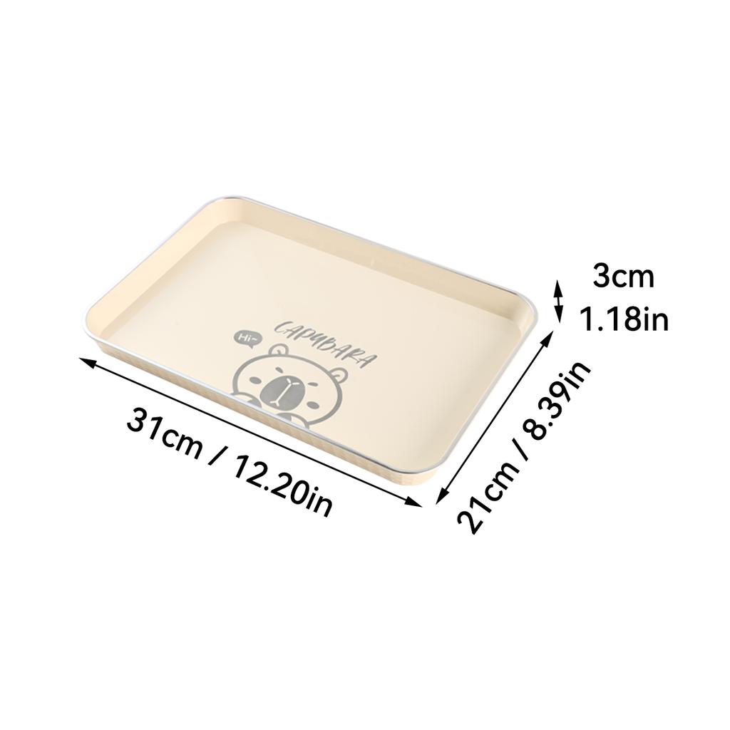 Rectangle Food Tray Cute Capybara Plastic Snack Cake Dessert Plate Large Capacity Stackable Storage Tray Tea Tray Tableware