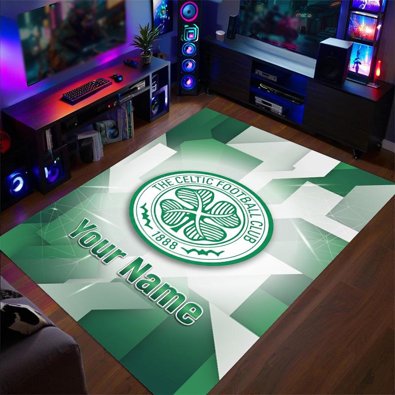 Crystal Velvet Rug Celtic FC Print Custom Name Text Floor Mat Home Decor