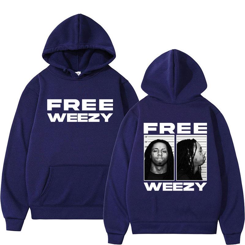 Худи с графикой рэпера Lil Wayne Free Weezy Хип-хоп Готическая одежда Мужская Женская Ретро Панк С длинным рукавом Оверсайз Пуловер