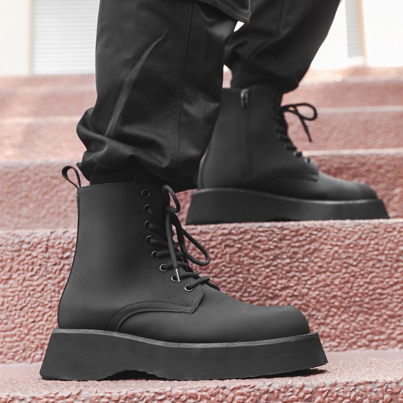 2024 мужские новые ботинки Мартин высокие на шнуровке на толстой подошве увеличивающие рост британские универсальные рабочие ботинки мужские 22310-J