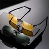 Non-polarized Ultralight Small Clip On Sunglasses Anti-glare Men Day Night Vision Lens Car Driving Glasses