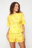 Women's Fashion New Pajama Set Yellow 100% Cotton Sun Patterned Knitted Pajama Set
