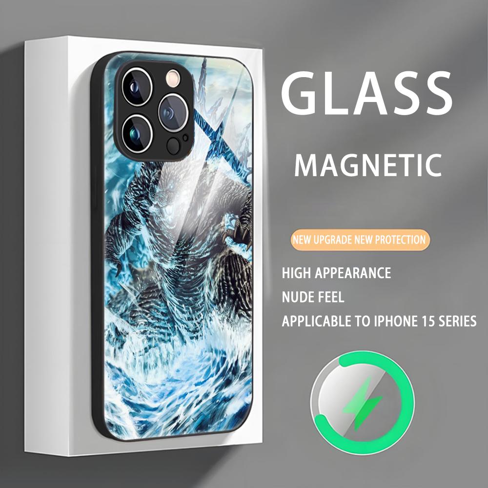 Чехол для телефона с изображением монстров из аниме G-GodzillaS для iPhone 16 15 14 13 12 11 X XR XS 8 Plus Mini Pro Max, стеклянный магнитный чехол для телефона