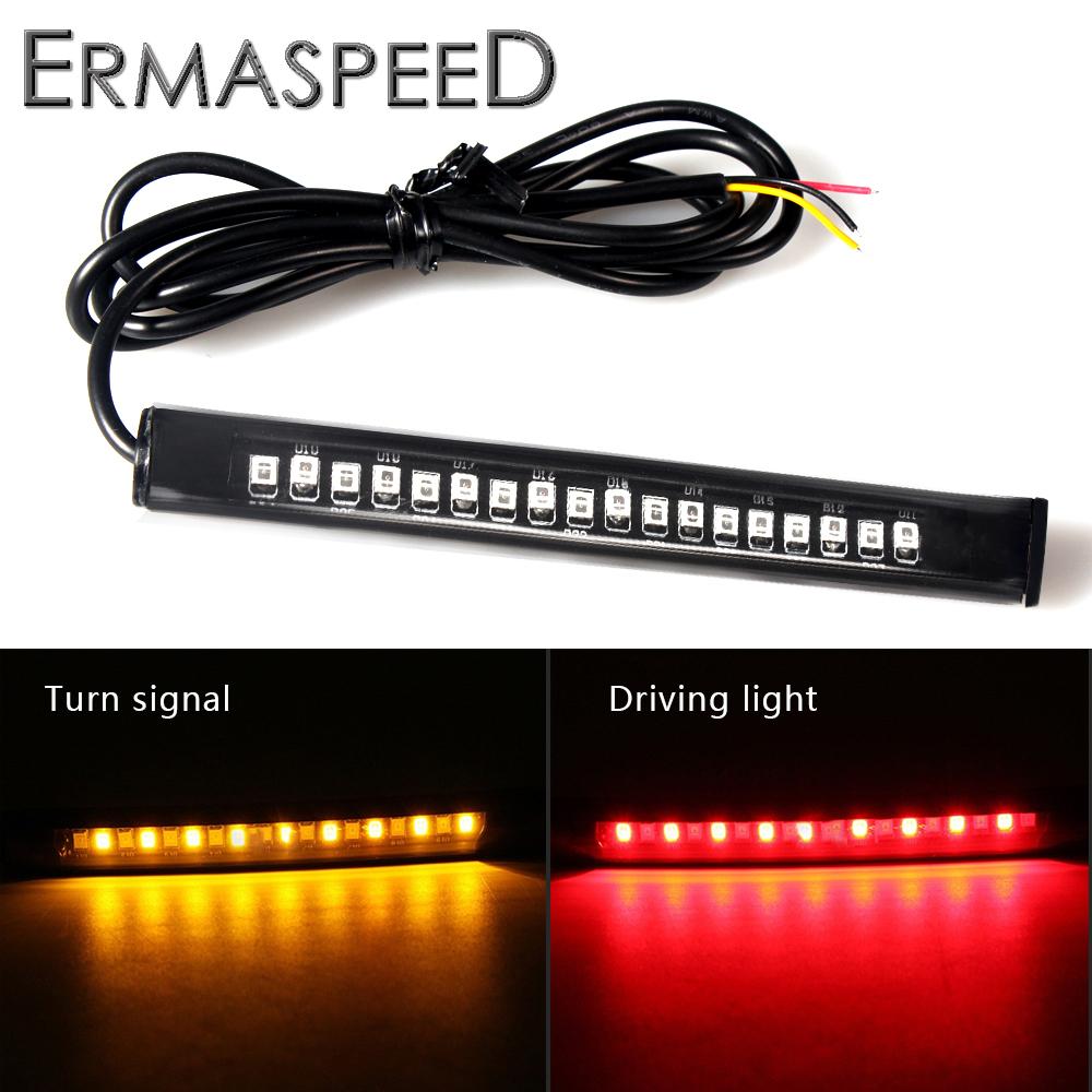 2 Buah Lampu Pelat Lisensi Lampu Rem Ekor Sepeda Motor Sinyal Belok Bilah LED Flexibel Universal untuk Sepeda Motor Moto Sepeda Motor