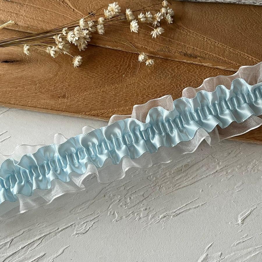 Luxury Blue Lace Trim Ruffle Flounce for DIY Dress Decoration