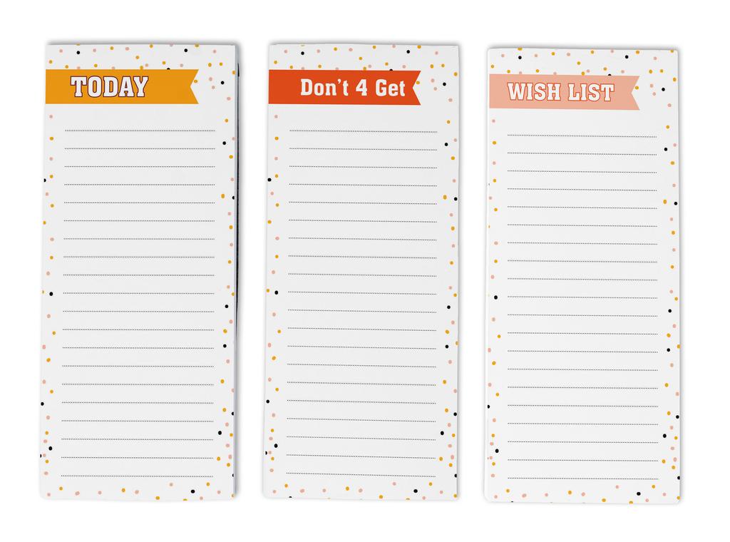Inkdotpot Pack of 3 Magnetic Fridge To-Do List Notepads- Magnetic Memo Pads For Refrigerator- (50 Sheets
