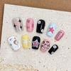 HANDMADE Artificial Nail Hand-painted Rhinestone Stars Summer Sweet Girl Phototherapy Nails Fake Nails Reusable and Removable Nails