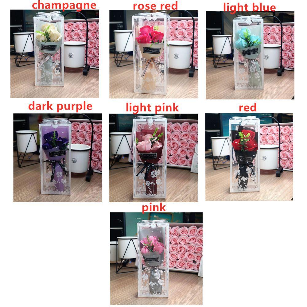 Decorations Valentine's Day Gift Wedding Decoration Mother's Day Artificial Rose Bouquet Artificial Flowers 3 Heads Soap Flower