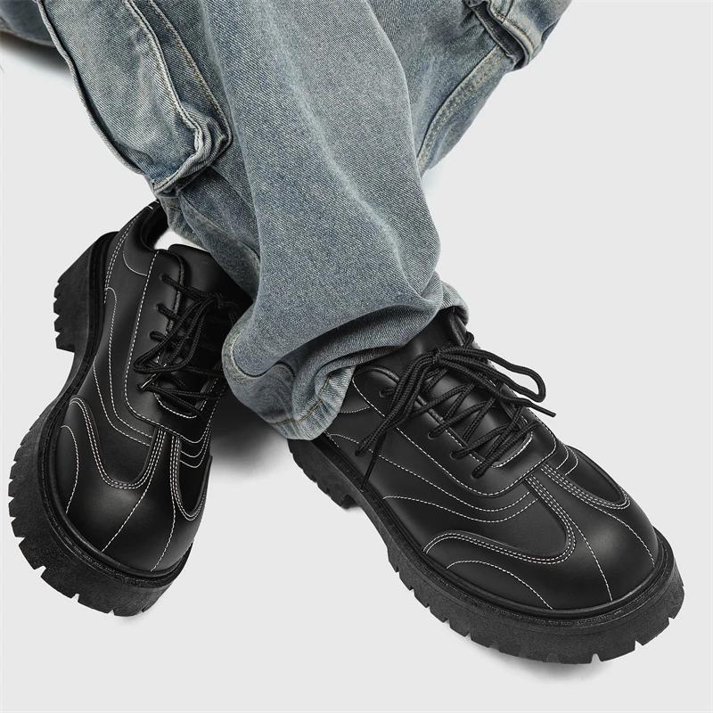 Мужская повседневная обувь на шнуровке, оксфорды в британском стиле на толстой подошве, высококачественная обувь дерби, модная, удобная, для улицы, мужская 39-44