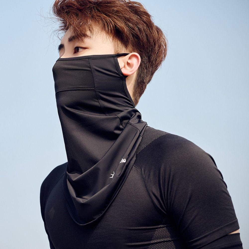 Solid Color Face Gini Mask Summer Sunscreen Mask Ice Silk Womne Neckline Mask Men Fishing Face Mask