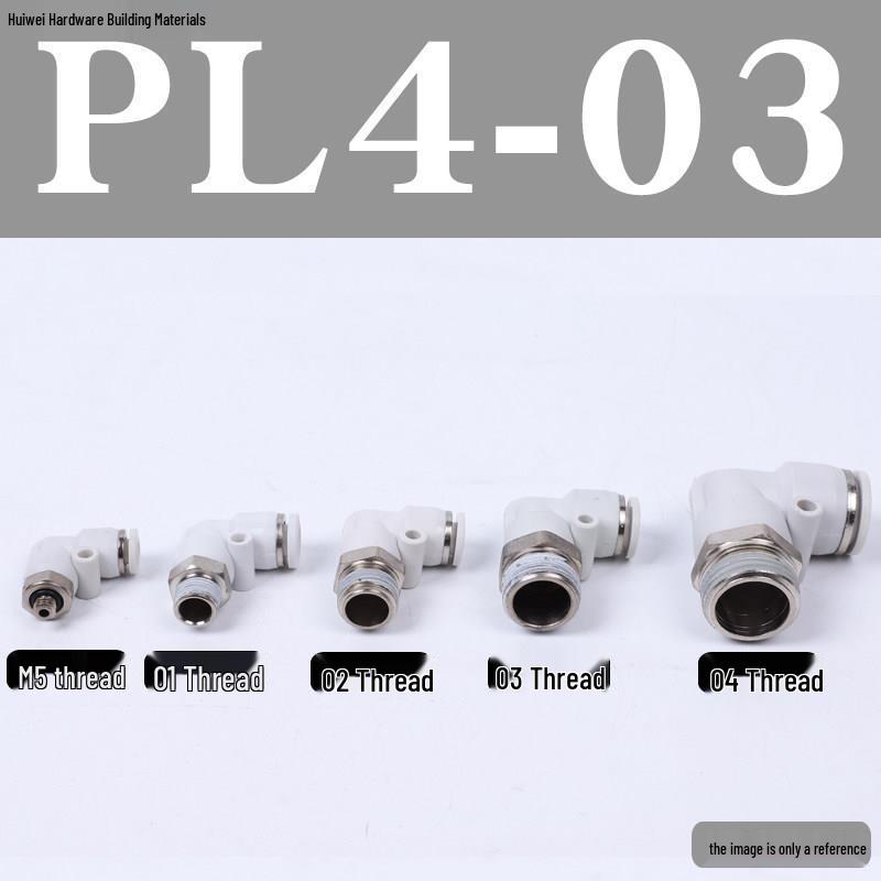 Быстроразъемное соединение для пневматической трубки: PL8-02, 4-M5, 6-01, 10-03, 12-04 Резьбовой угольник