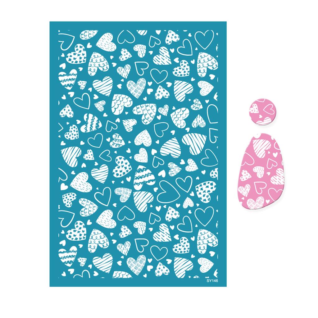 Silk Screen Stencils for Clay Valentines Day Heart Silkscreen Print for DIY Printing On Clay and Earrings Jewelry Clay