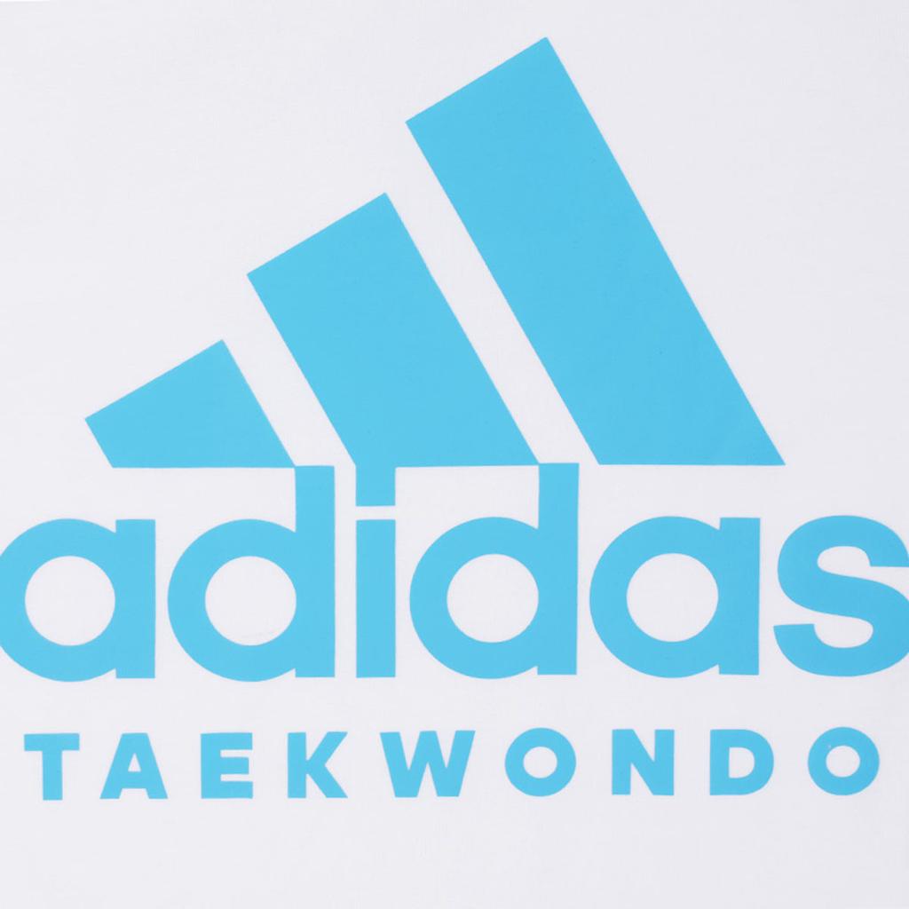 adidas Футболка с логотипом и буквенным принтом, дышащая, спортивная, с круглым вырезом, коротким рукавом, для бега, американская винтажная, мужская, цвет белый, синий ADICTT-WBU-1