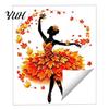 Autumn Window Clings Ballet Girl Static Glass Sticker, Thanksgiving Theme Film, Removable Fall Decorative Film PVC Decal for Home Living Room