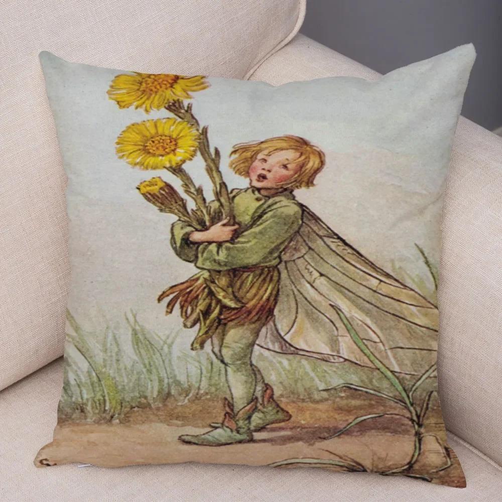 Сказочный мир эльф диван красочный милый мультфильм девочка-цветок наволочка декоративная домашняя наволочка
